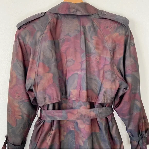 Vintage Dark Floral Trench Coat - Picture 3 of 16